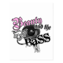 Beauty and the Bass girls EDM bass music logo Postcard