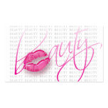 Beauty Business Card Pink Glossy Lips Grey text