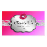 Beauty Business Card Silver Pink Red Lips