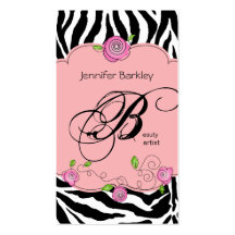 Beauty Business Card Zebra Rose Salon Baby Pink