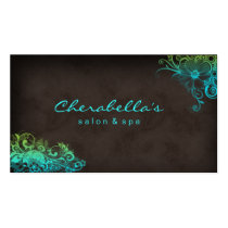 Beauty Salon Floral business card Blue Green Brown business cards