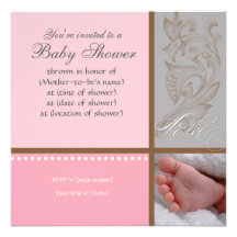 Bébé Modern Swirl n Dot - Baby Girl Shower Invite