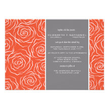 Bed of Roses Wedding Invitation - tangerine
