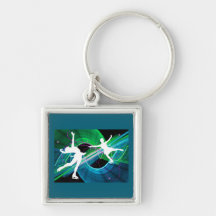 Bedazzled Figure Skaters Ice Skating Keychain
