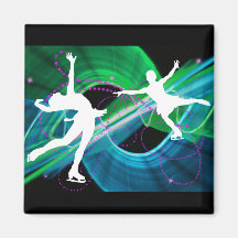 Bedazzled Figure Skaters Ice Skating Refrigerator Magnet
