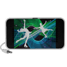 Bedazzled Figure Skaters Ice Skating Portable Speakers