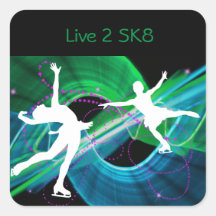 Bedazzled Figure Skaters Ice Skating Square Sticker