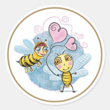 Bee Love Round Stickers