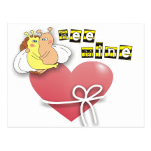 Bee Mine Cute Bees in Love Valentine Postcards