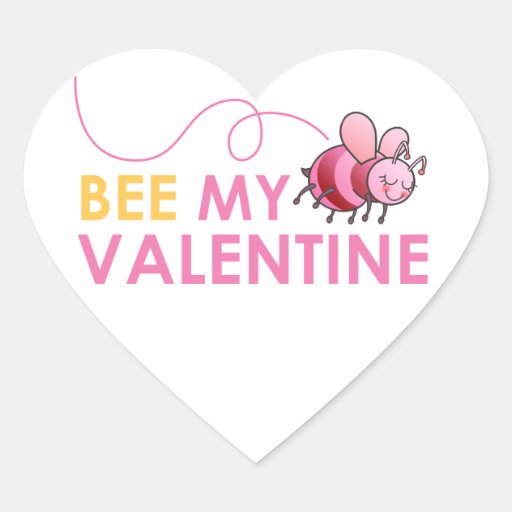 Bee My Valentine Heart Stickers
