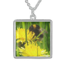 bee on dandelion necklace