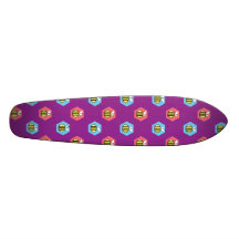 Bee pattern on dark purple skateboard