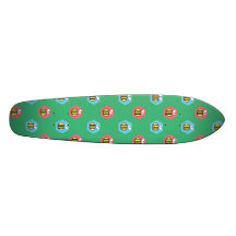 Bee pattern on green skate board deck