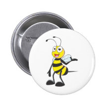 Bee Stickers : Bee Presenting with Hand Up Pinback Button