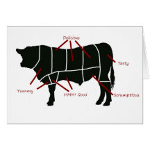Beef Butcher Chart - Tasty Delicious Yummy Beef! Greeting Cards