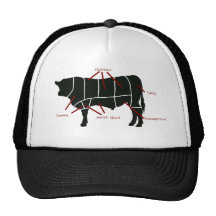 Beef Butcher Chart - Tasty Delicious Yummy Beef! Mesh Hats