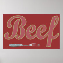 Beef with Fork Print