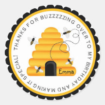 Beehive Bumblebee Birthday Favour Stickers