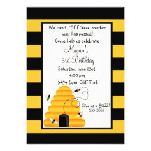 Beehive Bumblebee Birthday Invitations