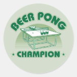 Beer Pong Champion Round Sticker