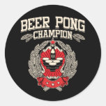 Beer Pong Champion Round Stickers