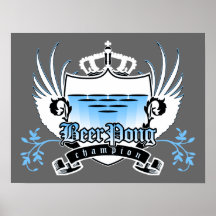 beer pong champion royal crest print