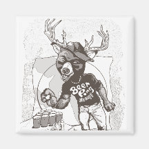 Beer? Pong Funny Beer Deer Hybrid Fridge Magnets