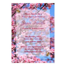 Bees & Cherry Blossom Bridal Shower Invitation