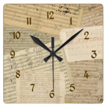 Beethoven Music Manuscript Medley Square Wallclocks