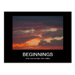 Beginnings demotivational poster postcards