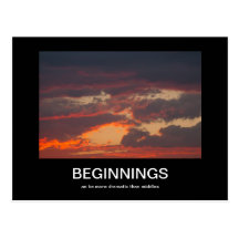 Beginnings demotivational poster postcards