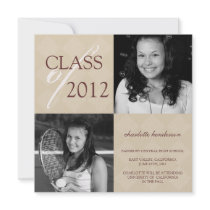 Beige diamond square photo graduation announcement invitations
