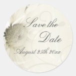 Beige Floral Elegant Save the Date Envelope Seals Round Stickers