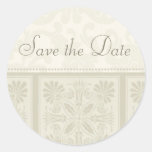 Beige Floral Elegant Save the Date Envelope Seals Round Sticker