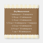 Beige gingham dry measure chart kitchen helper refrigerator magnet