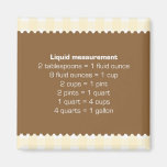 Beige gingham liquid measure chart kitchen helper refrigerator magnet