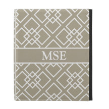Beige Monogram Geometric Pattern iPad Case