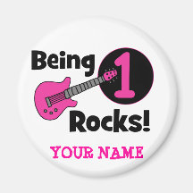 Being 1 Rocks! with Pink Guitar Fridge Magnets