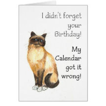 Belated Birthday Card - Birman Cat