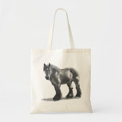 Belgian Draught   Horse Pencil Drawing: Realism Canvas Bags