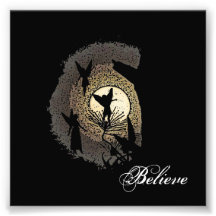 "Believe" Fairies and the Moonlight Fantasy Print Photograph
