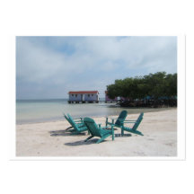 Belise Adirondack Pink Houses Turquoise Water Business Card