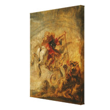 Bellerophon Riding Pegasus Fighting the Chimaera Stretched Canvas Print