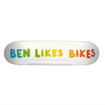 Ben Likes Bikes fun colourful name word art gifts Skate Decks