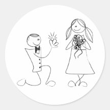 Bended Knee Proposal Wedding Sticker