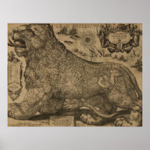 Benelux countries 1611 - Leo Belgicus Posters