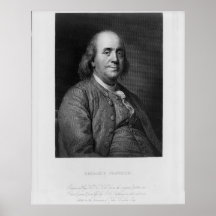BENJAMIN FRANKLIN Engraving by H.B. Hall Posters
