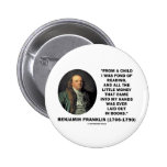Benjamin Franklin Fond Of Reading Money Quote Pinback Buttons