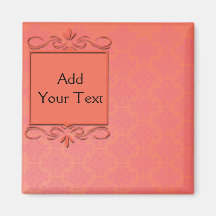 Berry and Papaya Damask Refrigerator Magnet