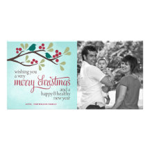 Berry Branch Christmas Photo Greeting Personalised Photo Card